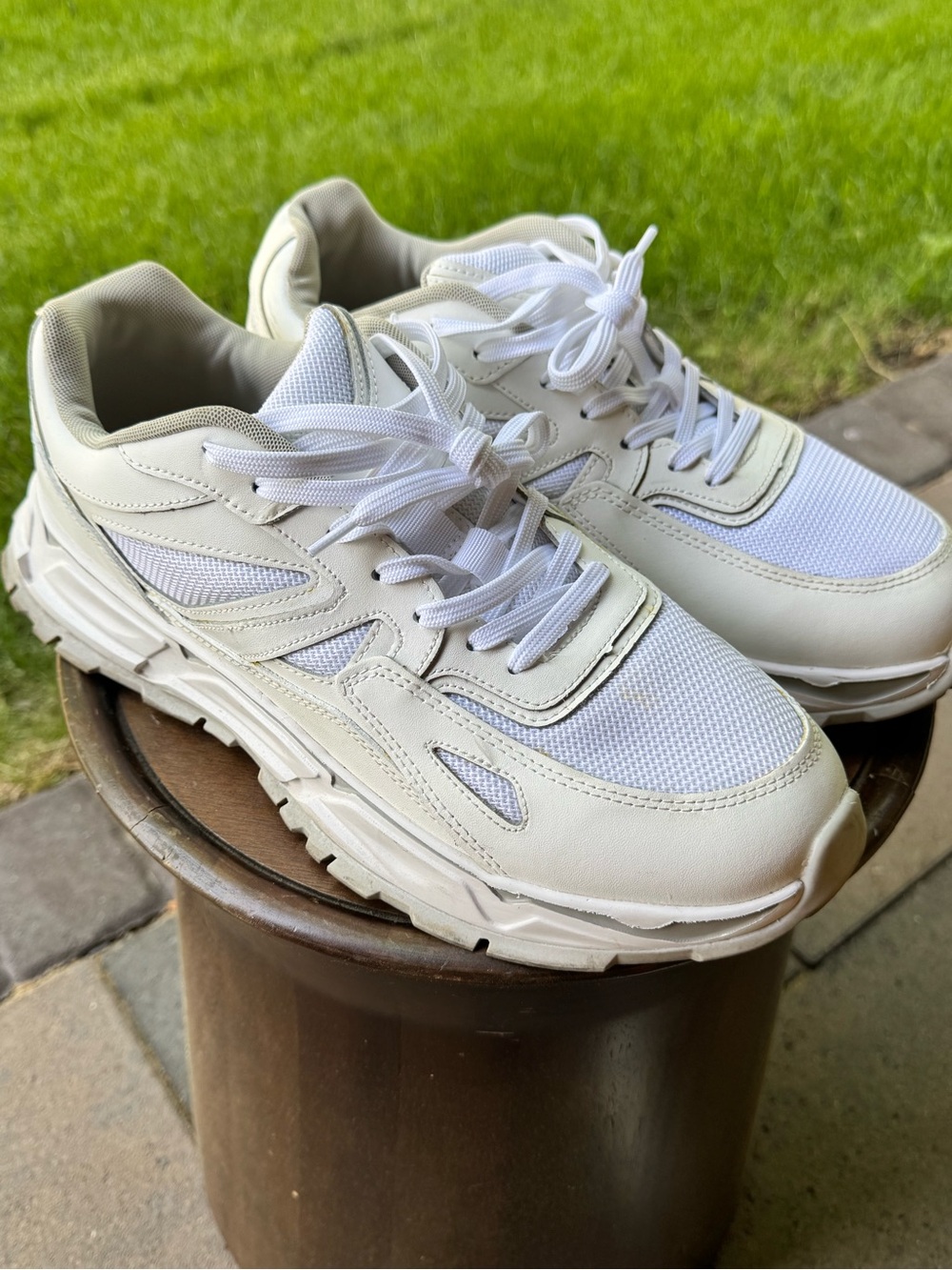 Zara White Mesh and Leather Sneakers